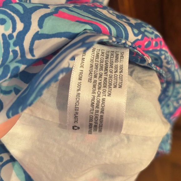 Lilly Pulitzer Target 20th Anniversary My Fans Shift Dress Blue Pink Crochet - Picture 7 of 7